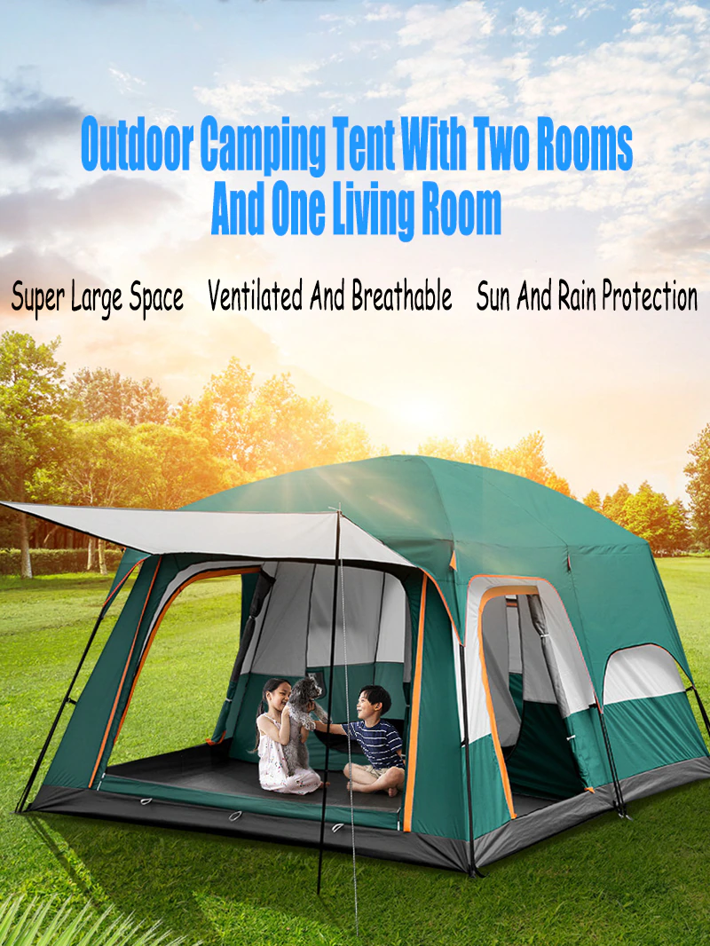 Cheap Goat Tents Large Camping Tent Two Story Outdoor 2 Living Rooms And 1 Hall High Quality Outdoor Family Camping Tent Large Space Tent For5 12   